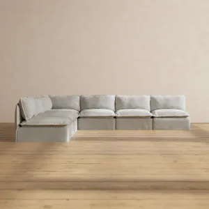 Modular Performance 7-Seater Open-Ends Corner Sectional in Cloud | Relaxed Blend