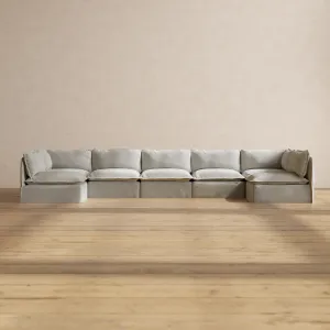 Modular Performance 7-Seater Open-Ends U-Sectional in Cloud | Relaxed Blend