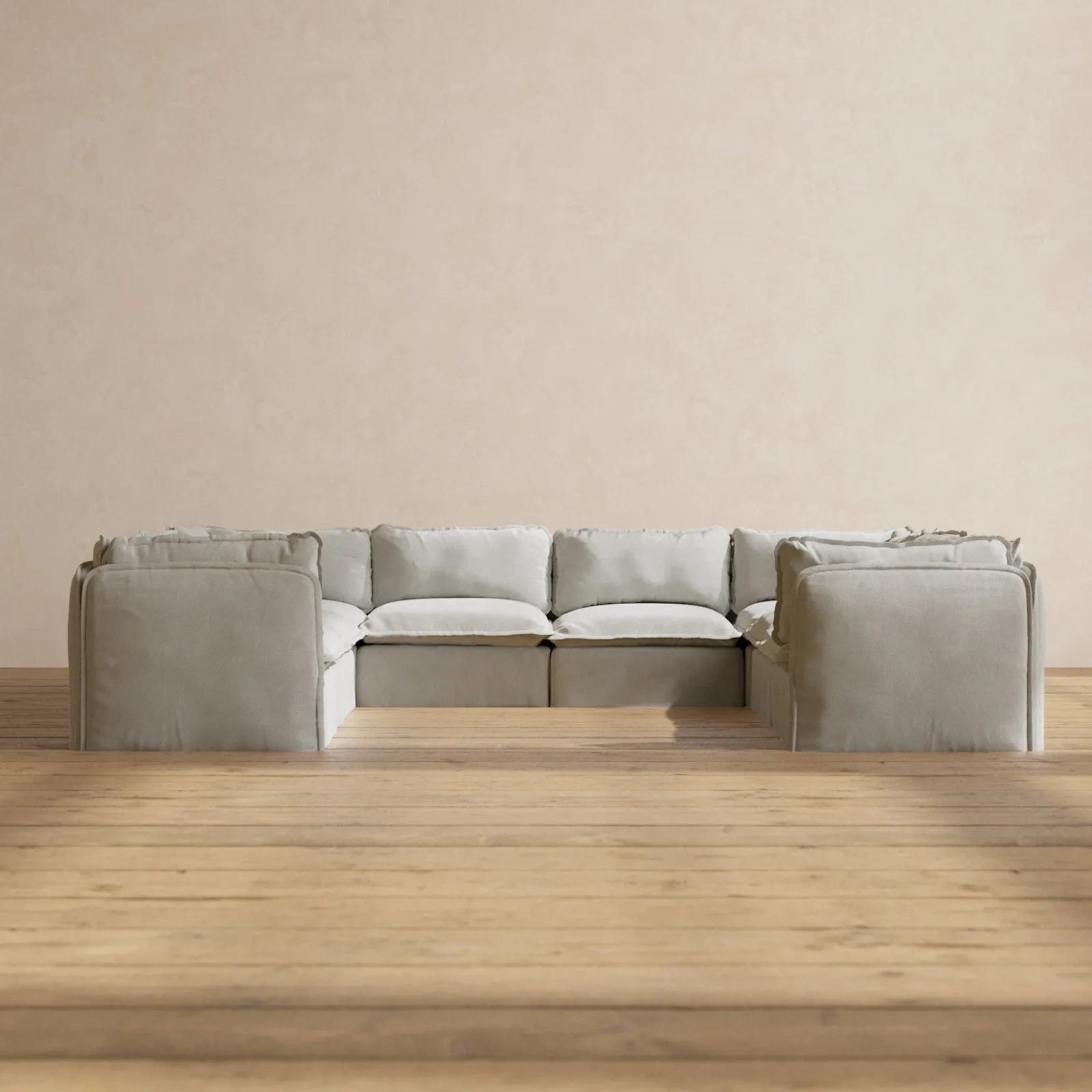 Modular Performance 8-Seater U-Sectional in Cloud | Deluxe Blend