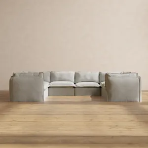 Modular Performance 8-Seater U-Sectional in Cloud | Deluxe Blend