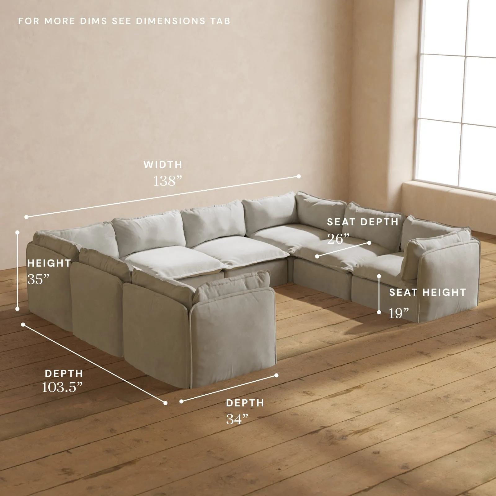 Modular Performance 8-Seater U-Sectional in Cloud | Deluxe Blend