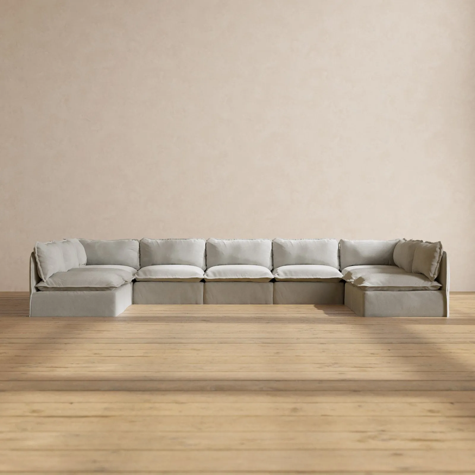 Modular Performance 9-Seater Open-Ends U-Sectional in Cloud | Relaxed Blend