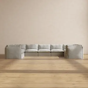 Modular Performance 9-Seater U-Sectional in Cloud | Relaxed Blend