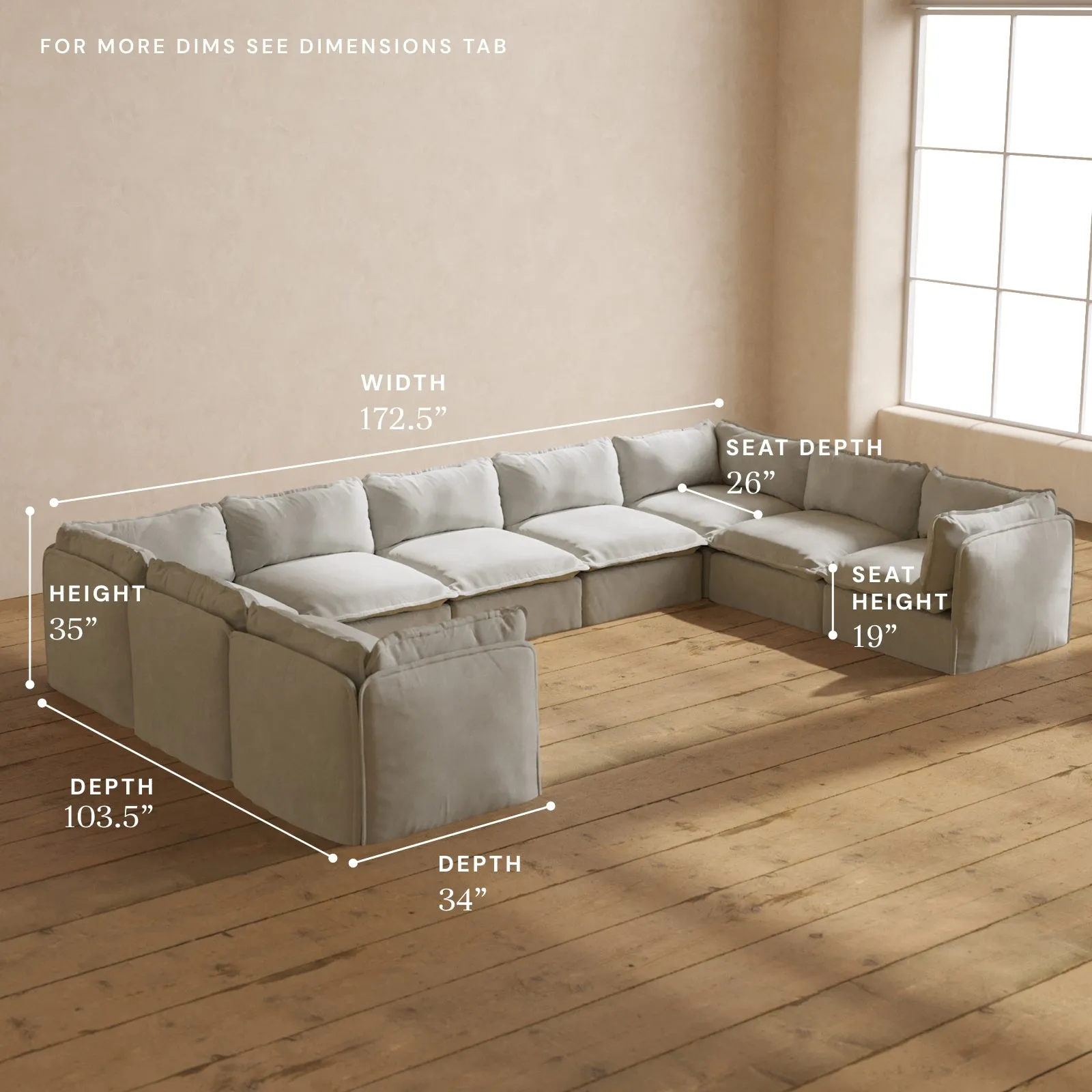Modular Performance 9-Seater U-Sectional in Cloud | Relaxed Blend