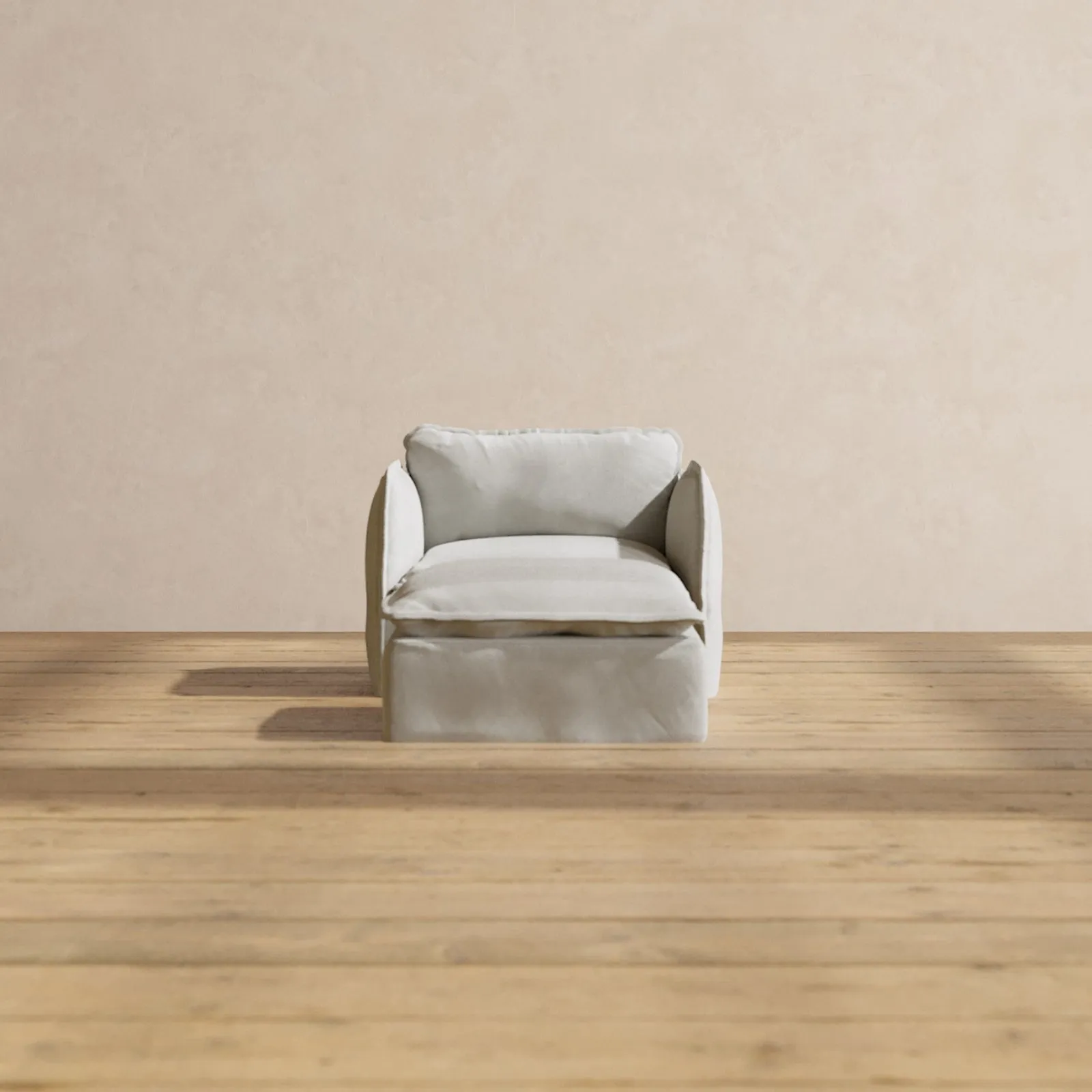 Modular Performance Armchair & Ottoman in Cloud | Deluxe Blend