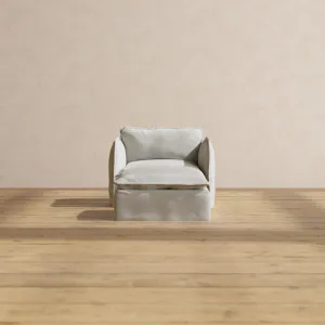 Modular Performance Armchair & Ottoman in Cloud | Deluxe Blend