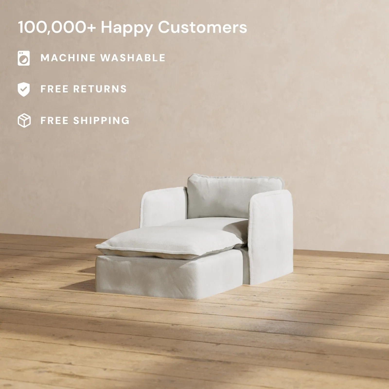 Modular Performance Chaise Armchair in Cloud | Deluxe Blend