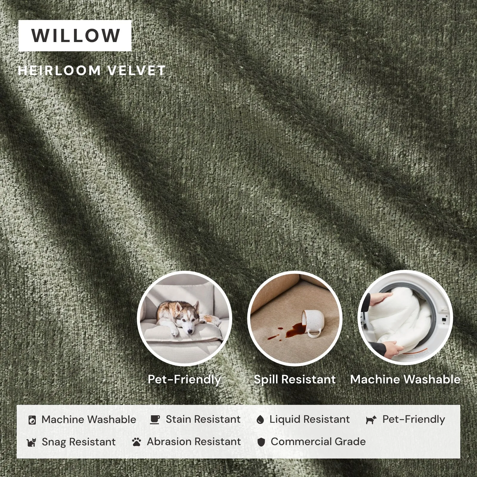 Modular Washable 2-Seater in Willow | Deluxe  Seat | Cloud Pillow