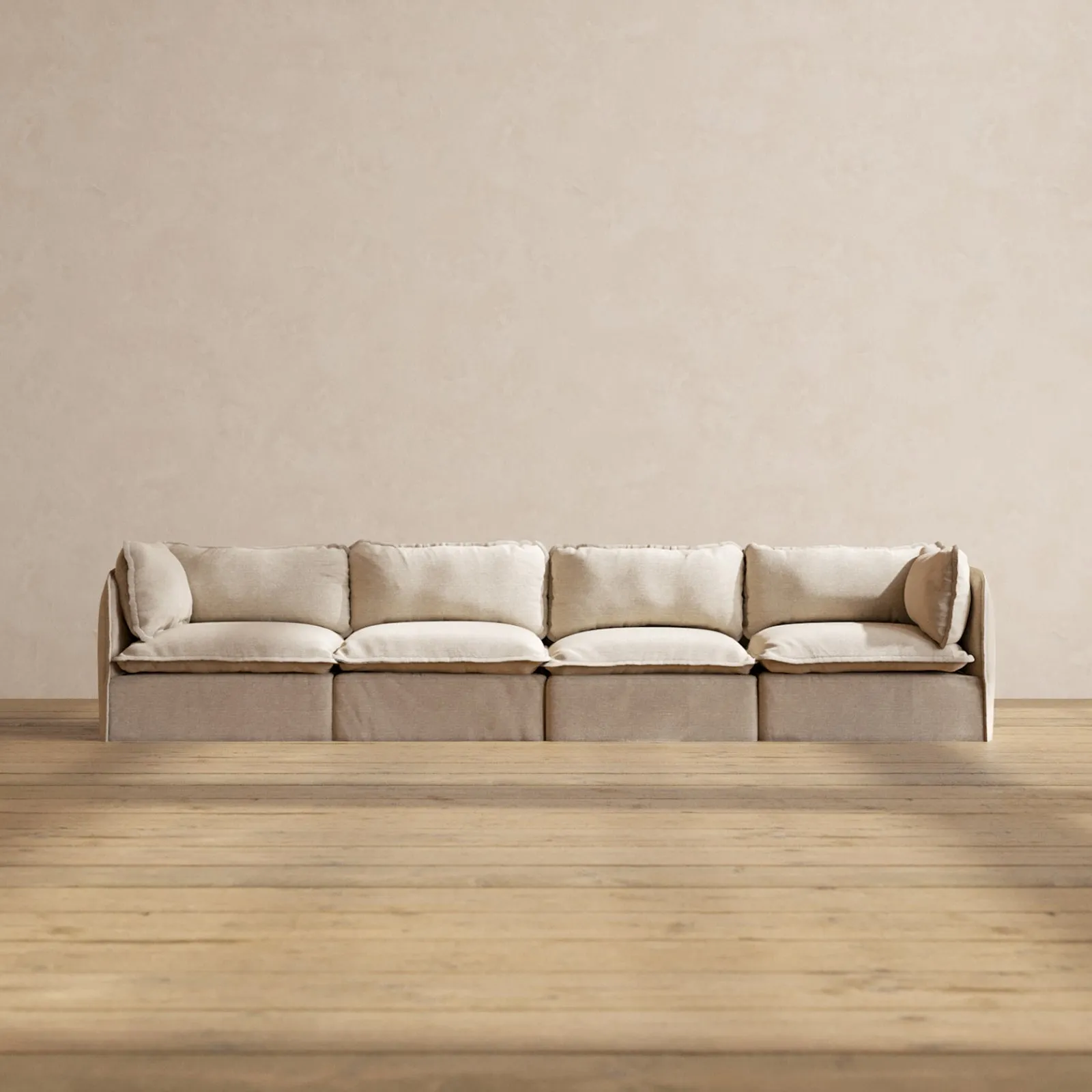 Modular Washable 4-Seater in Oat | Deluxe  Seat | Cloud Pillow