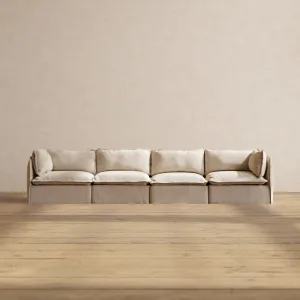 Modular Washable 4-Seater in Oat | Deluxe  Seat | Cloud Pillow