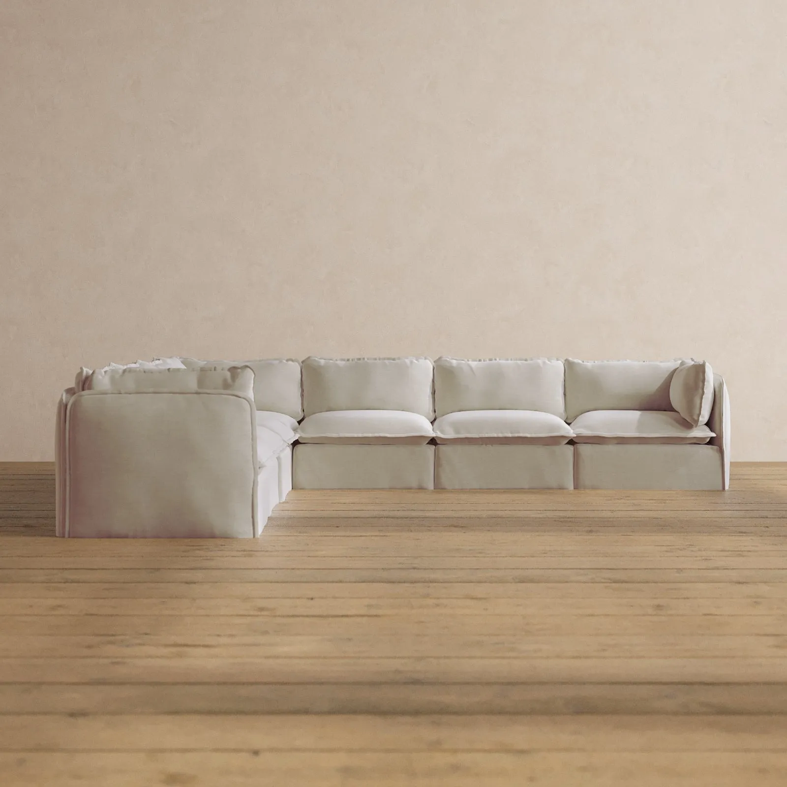 Modular Washable 7-Seater Corner Sectional in Coco | Memorix  Seat | Cloud Pillow