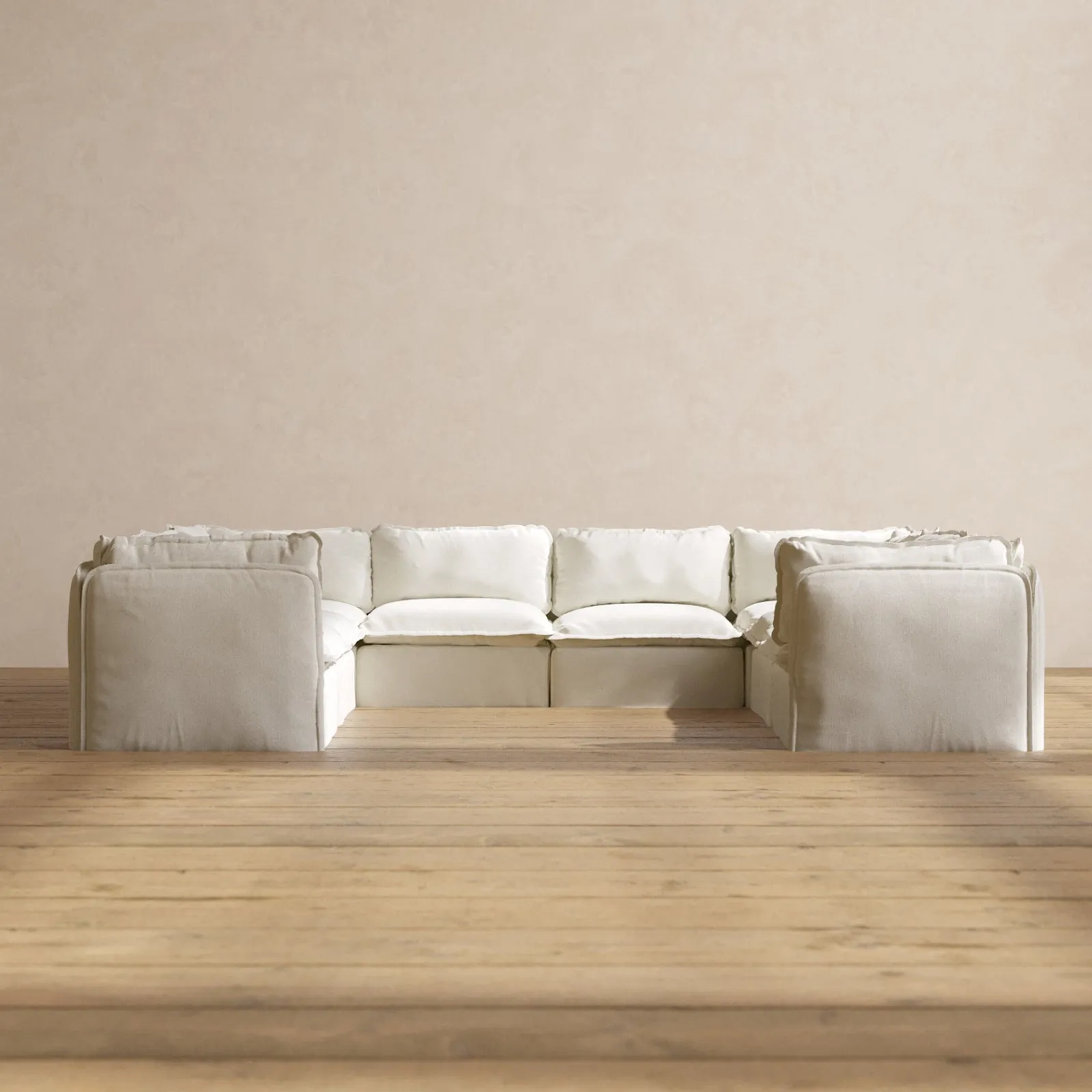 Modular Washable 8-Seater U-Sectional in Eggshell | Memorix  Seat | Cloud Pillow