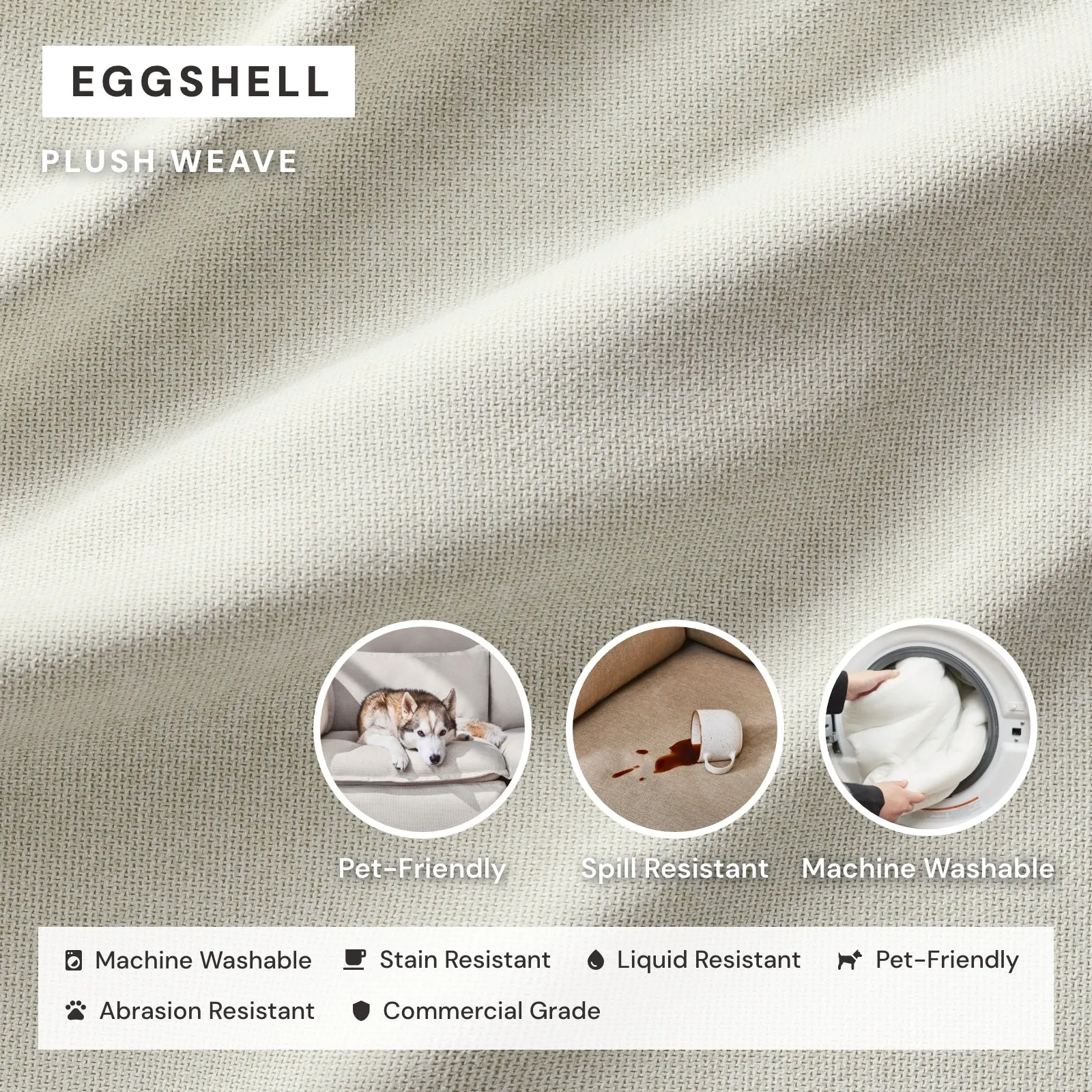 Modular Washable 8-Seater U-Sectional in Eggshell | Memorix  Seat | Cloud Pillow