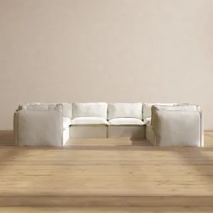 Modular Washable 8-Seater U-Sectional in Eggshell | Memorix  Seat | Cloud Pillow