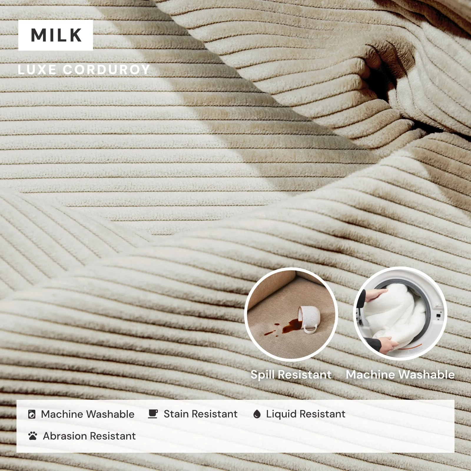 Modular Washable 8-Seater U-Sectional in Milk | Memorix  Seat | Cloud Pillow
