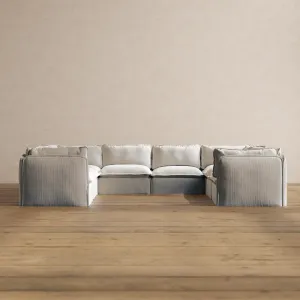 Modular Washable 8-Seater U-Sectional in Milk | Memorix  Seat | Cloud Pillow