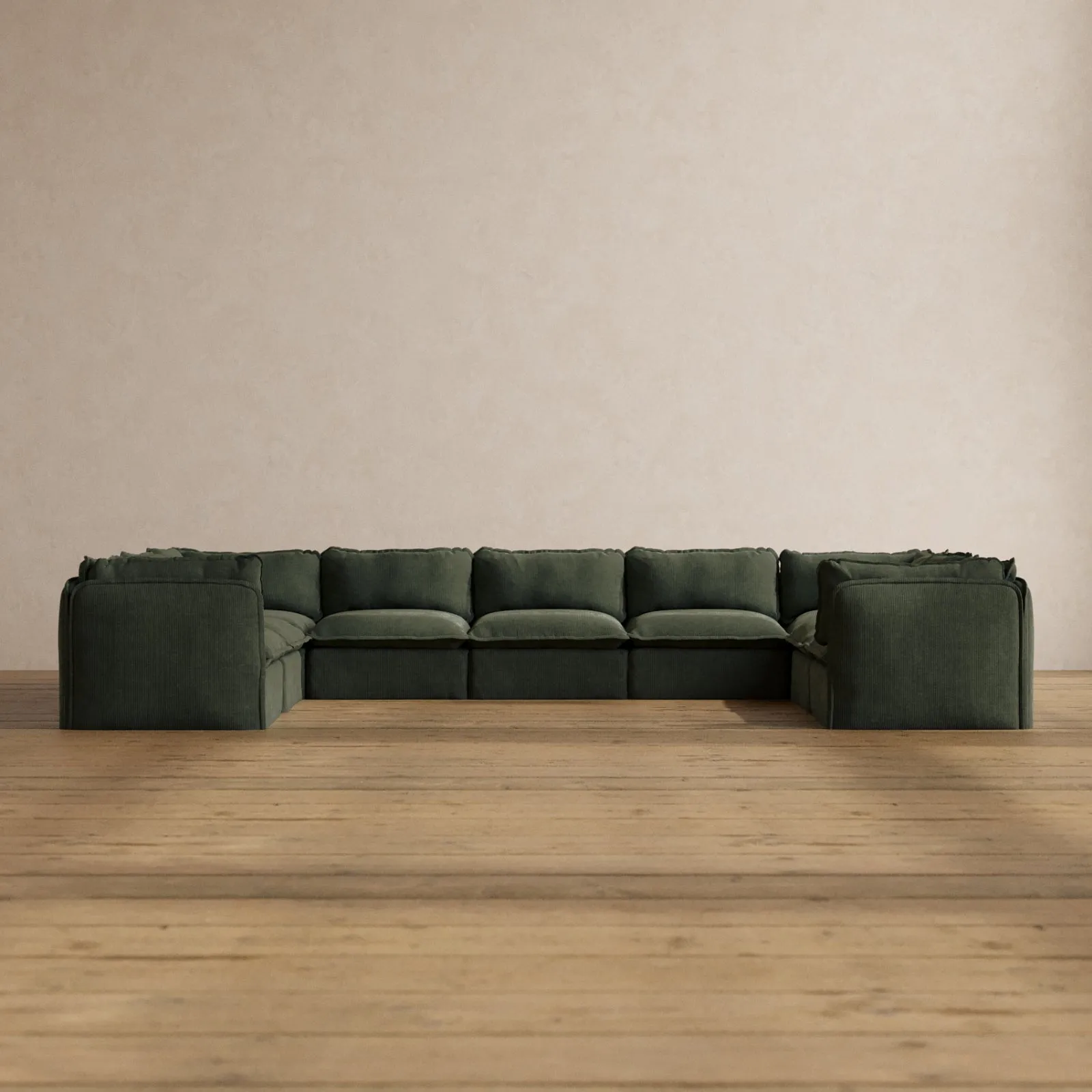 Modular Washable 9-Seater U-Sectional in Olivine | Memorix  Seat | Cloud Pillow