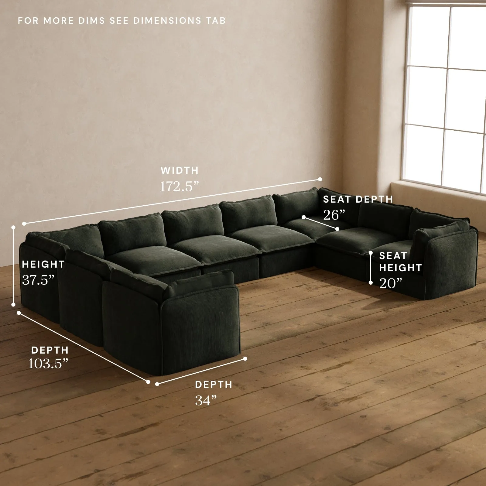 Modular Washable 9-Seater U-Sectional in Olivine | Memorix  Seat | Cloud Pillow