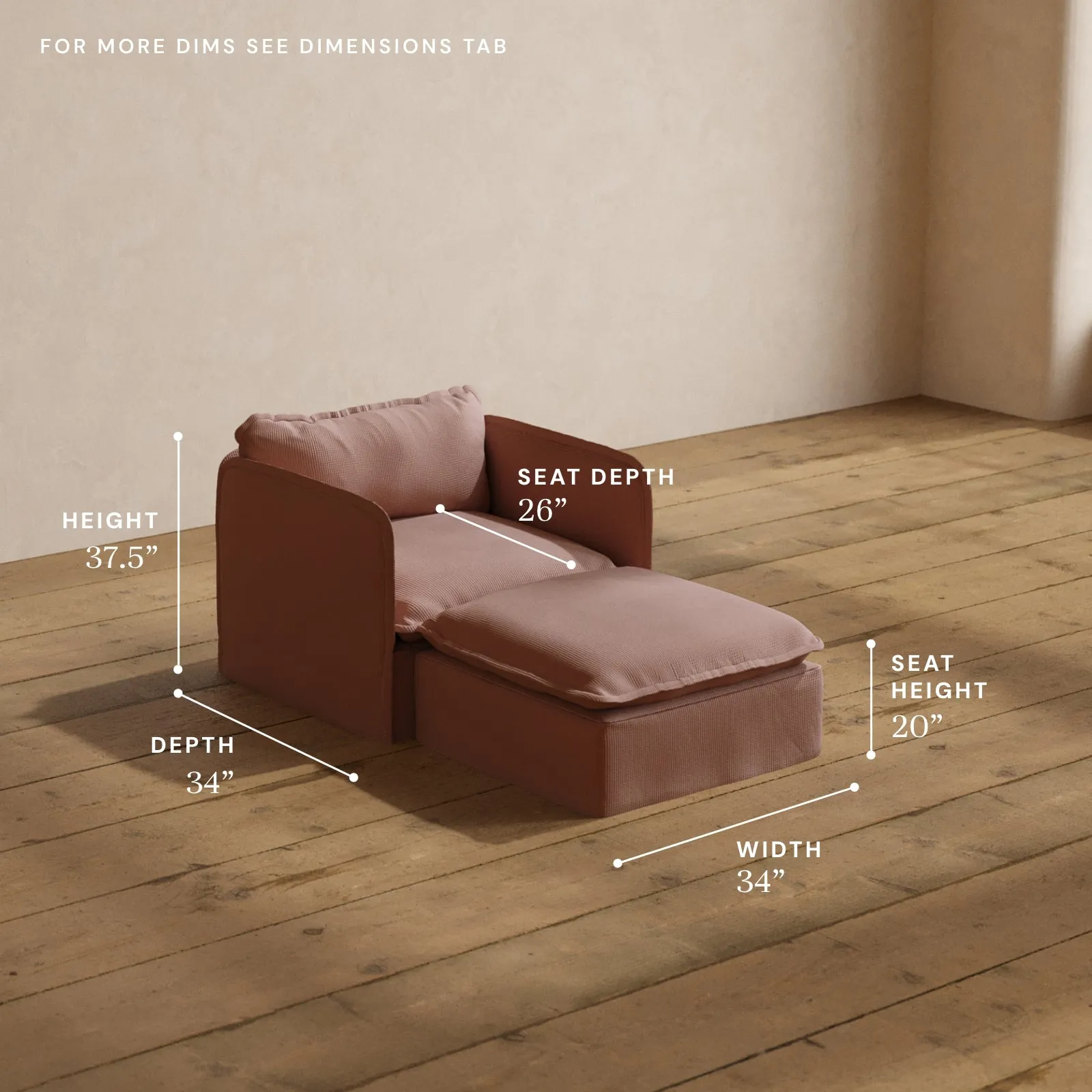 Modular Washable Chaise Armchair in Sakura | Memorix  Seat | Cloud Pillow