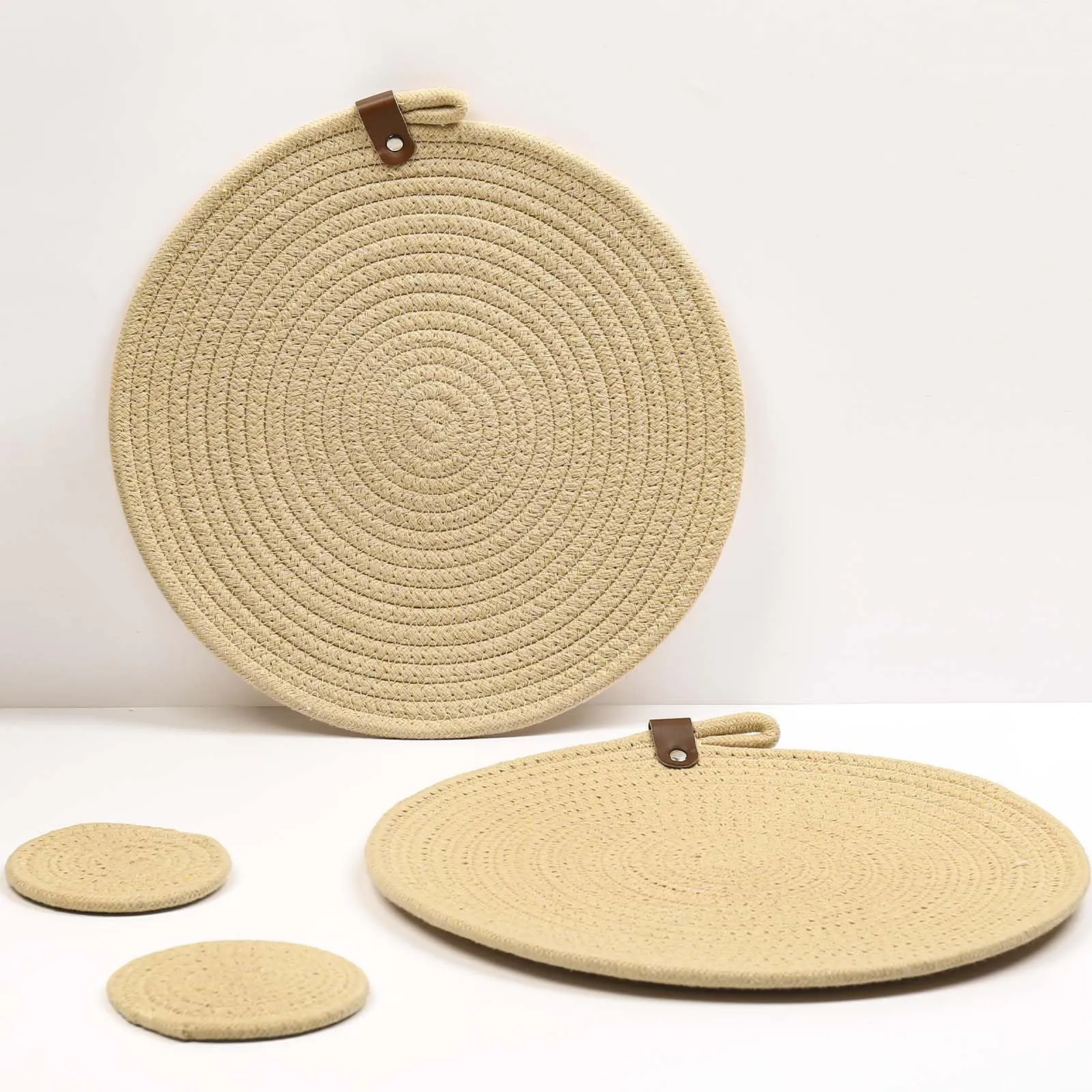 Natural Charm Woven Placemats, Coasters and Basket Set | Farmhouse Elegance