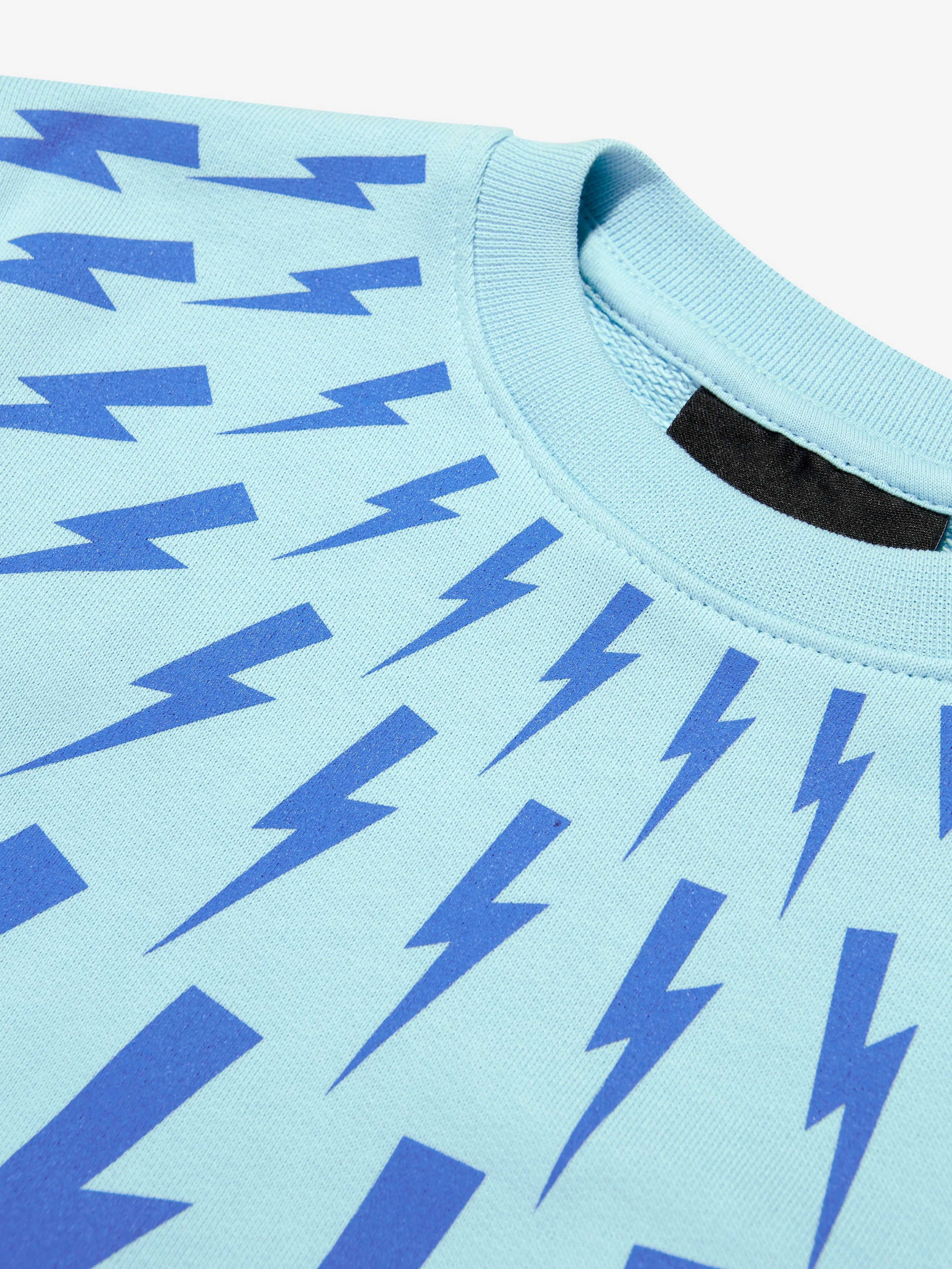 Neil Barrett Boys Thunderbolt Sweatshirt in Aquamarine