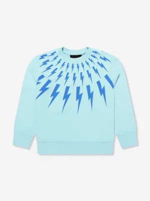 Neil Barrett Boys Thunderbolt Sweatshirt in Aquamarine