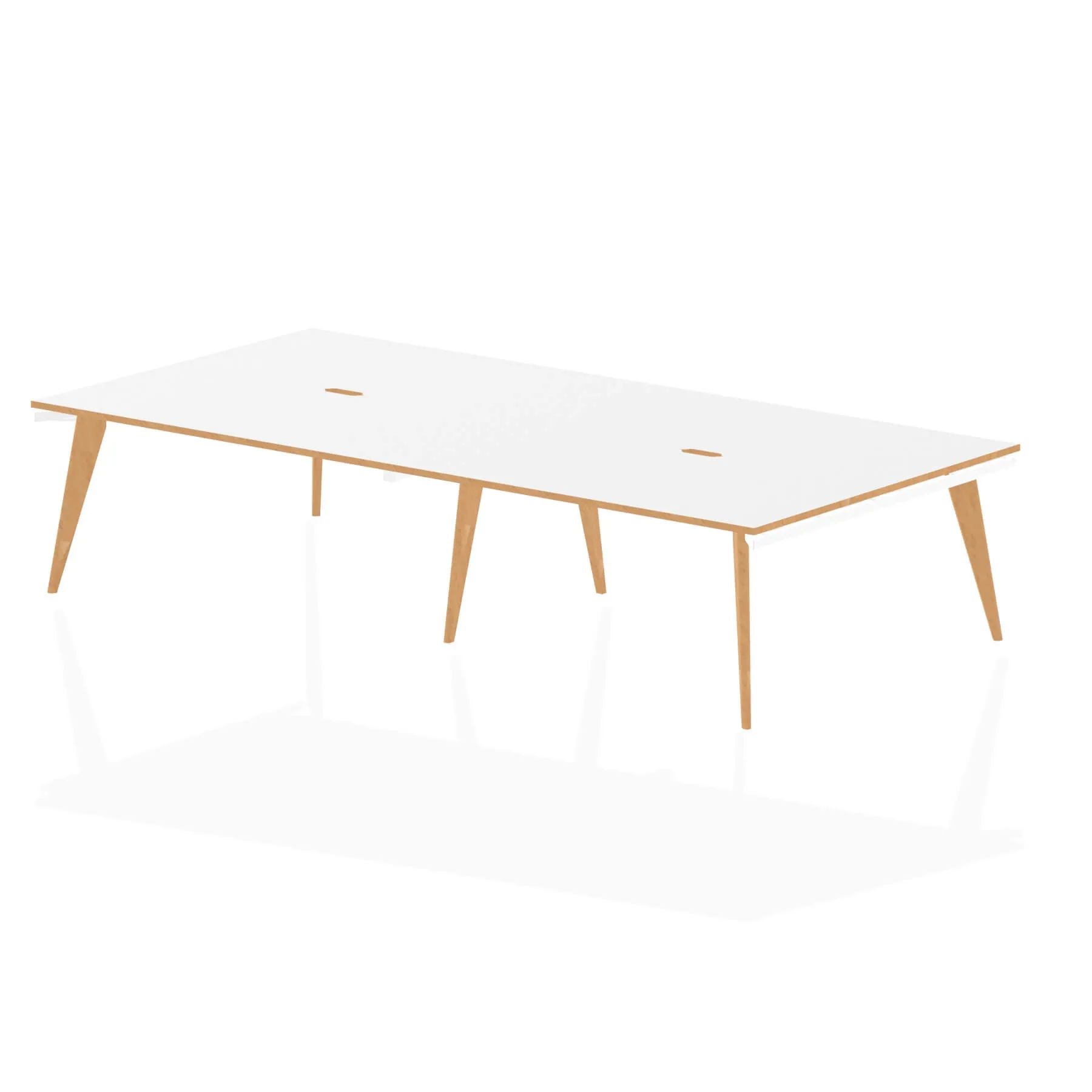 Oslo B2B Rectangular Desk - MFC Material, Wooden Legs, Natural Wood Frame, Self-Assembly, 5-Year Guarantee, Multiple Sizes (1200-4800mm Width)