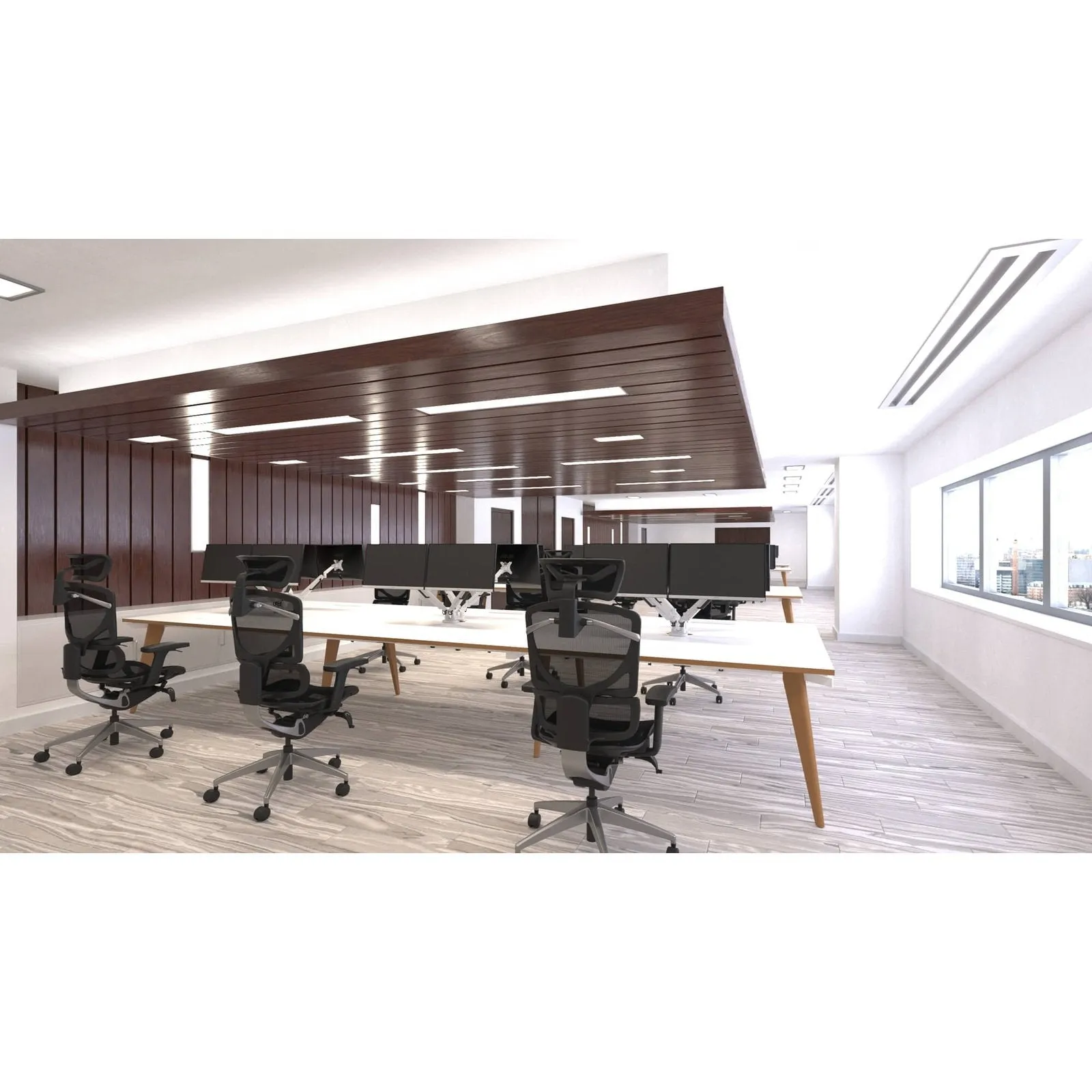 Oslo B2B Rectangular Desk - MFC Material, Wooden Legs, Natural Wood Frame, Self-Assembly, 5-Year Guarantee, Multiple Sizes (1200-4800mm Width)