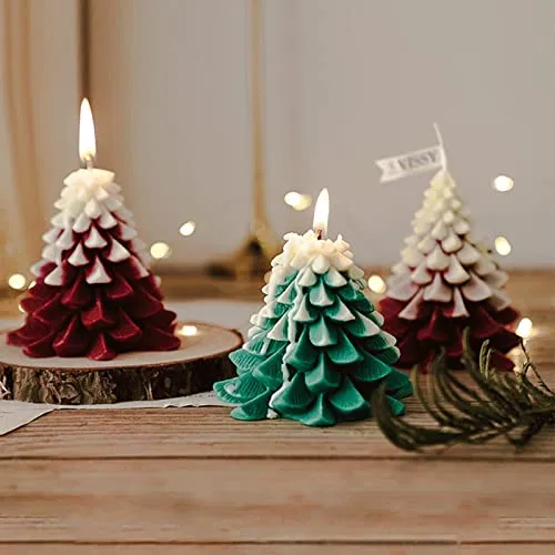 Pinakine® Christmas Tree Wax Scented Candle Creative Curve Home Decor Prop White Green
