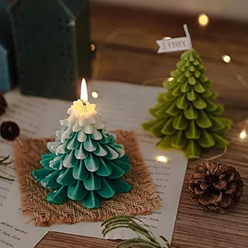 Pinakine® Christmas Tree Wax Scented Candle Creative Curve Home Decor Prop White Green