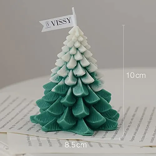 Pinakine® Christmas Tree Wax Scented Candle Creative Curve Home Decor Prop White Green