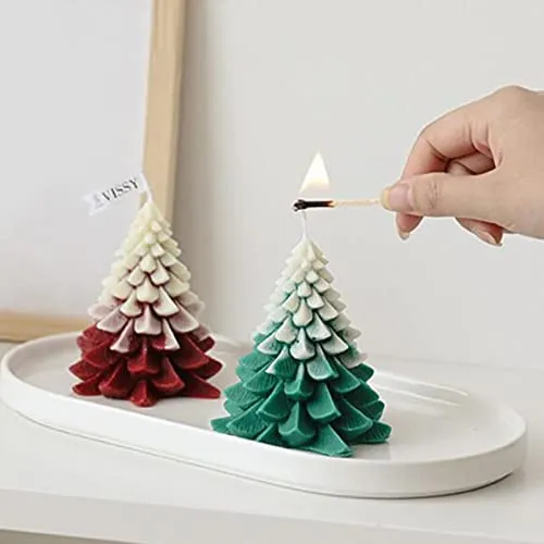 Pinakine® Christmas Tree Wax Scented Candle Creative Curve Home Decor Prop White Green
