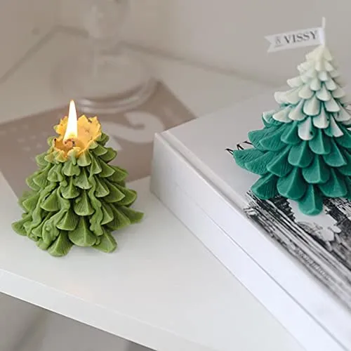 Pinakine® Christmas Tree Wax Scented Candle Creative Curve Home Decor Prop White Green