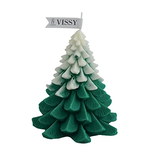 Pinakine® Christmas Tree Wax Scented Candle Creative Curve Home Decor Prop White Green