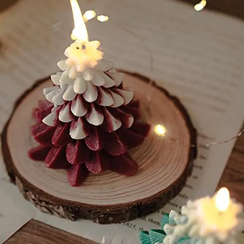 Pinakine® Christmas Tree Wax Scented Candle Creative Curve Home Decor Prop White Red