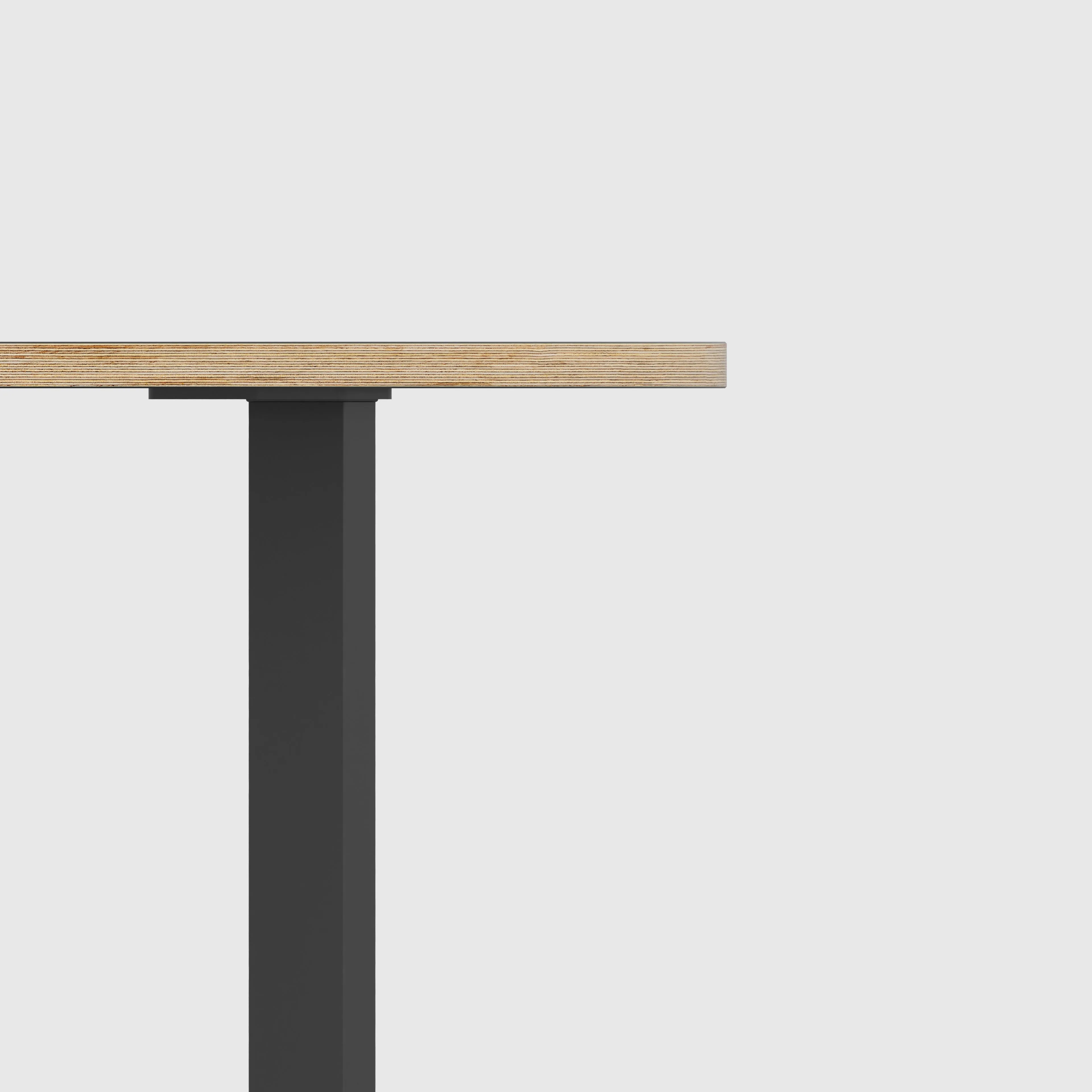 Plywood Round Table with Black Rectangular Single Pin Legs - Formica White - 1200(dia) x 735(h)