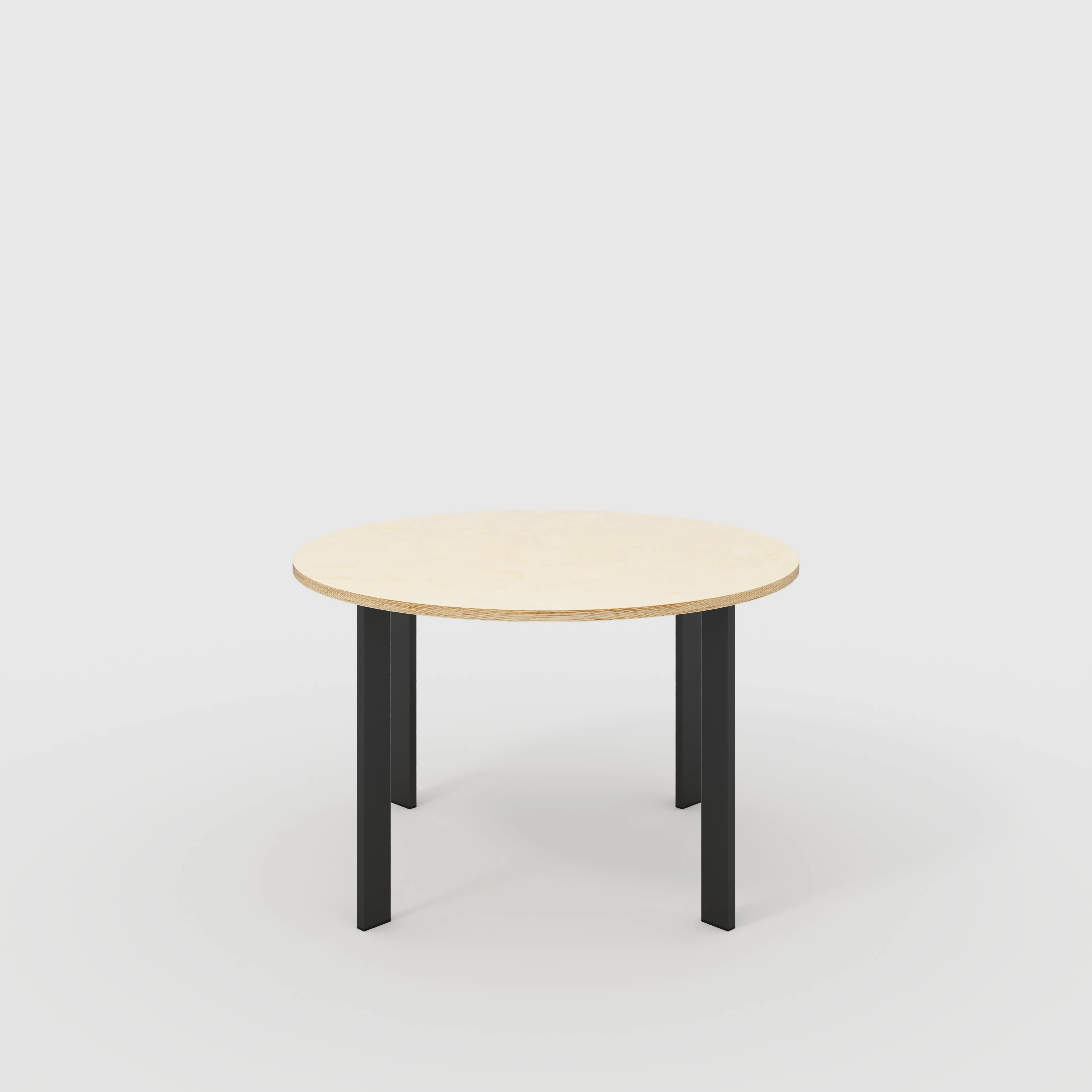 Plywood Round Table with Black Rectangular Single Pin Legs - Plywood Birch - 1200(dia) x 735(h)