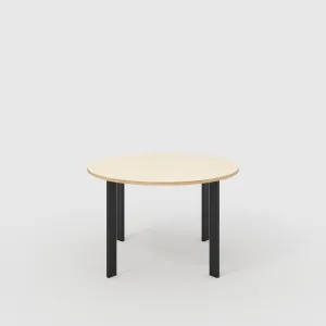 Plywood Round Table with Black Rectangular Single Pin Legs - Plywood Birch - 1200(dia) x 735(h)