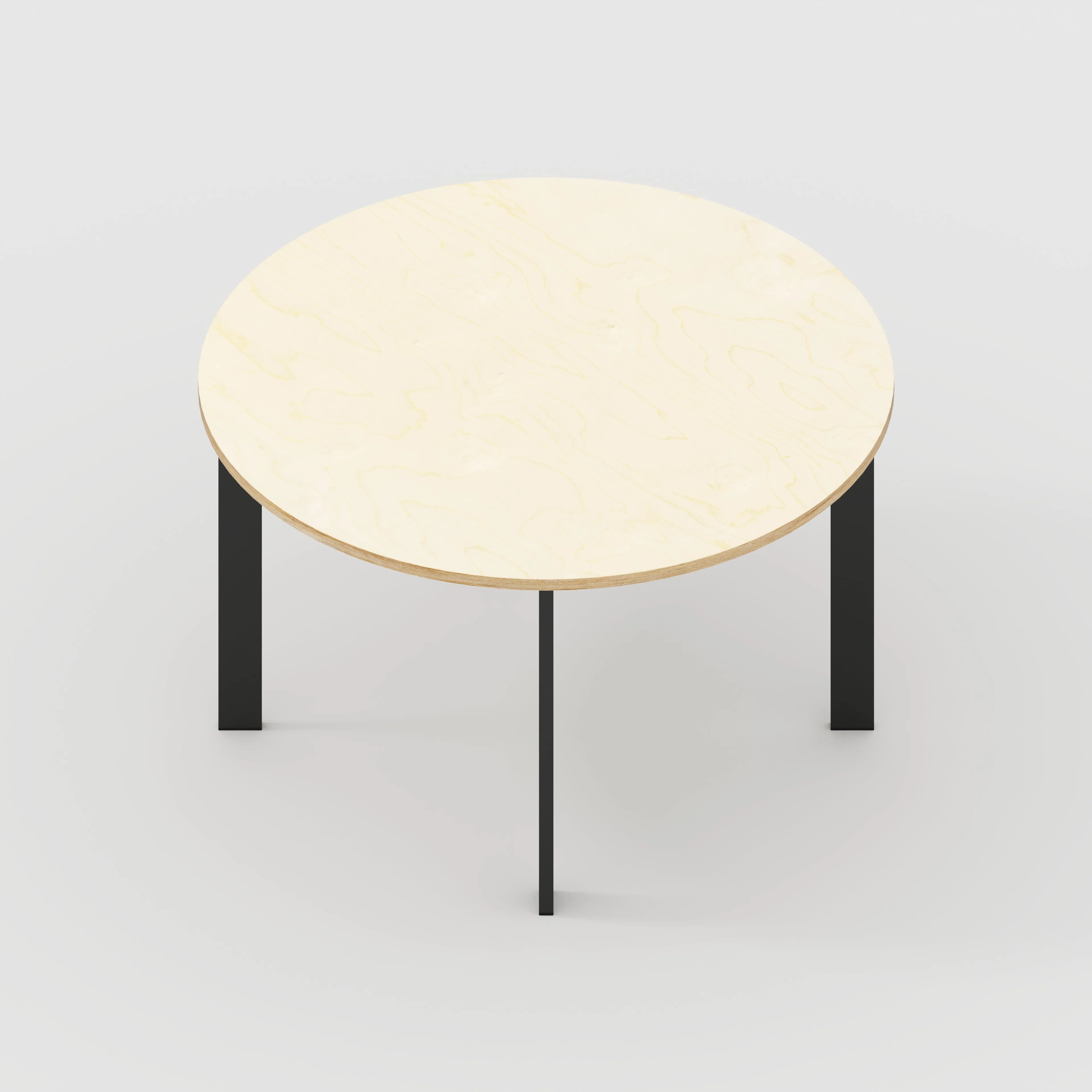 Plywood Round Table with Black Rectangular Single Pin Legs - Plywood Birch - 1200(dia) x 735(h)