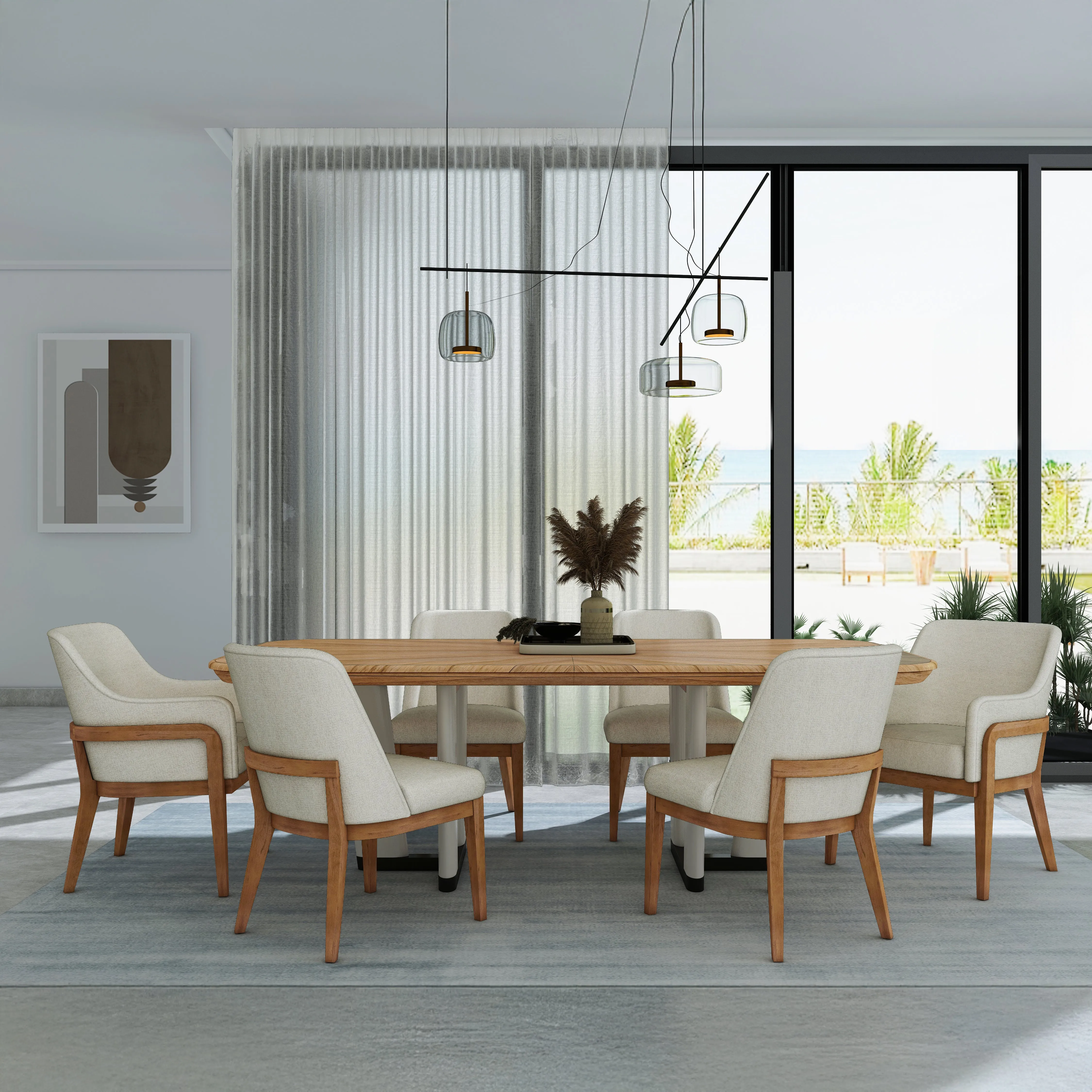 PORTICO White & Wood Side Dining Chair