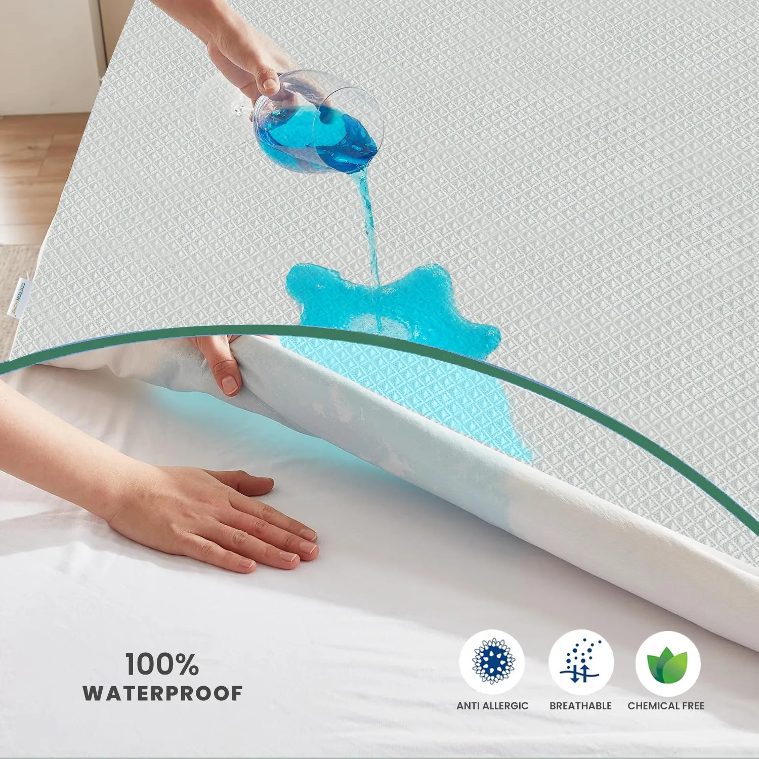 Premium Cooling Mattress Protector 200x200 35CM | Breathable & Waterproof by Cotton Home