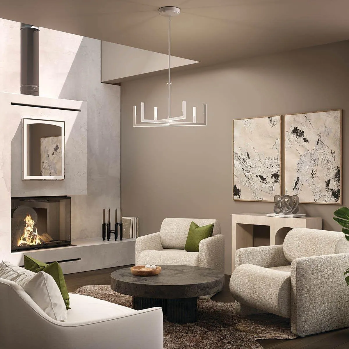 Priam 28 in. LED Chandelier White finish