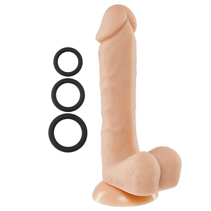 Pro Sensual Premium Silicone Dong With 3 C Rings Flesh 8 "