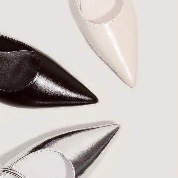 Purpdrank - Women Solid Color Pointed Toe Heeled Slingback