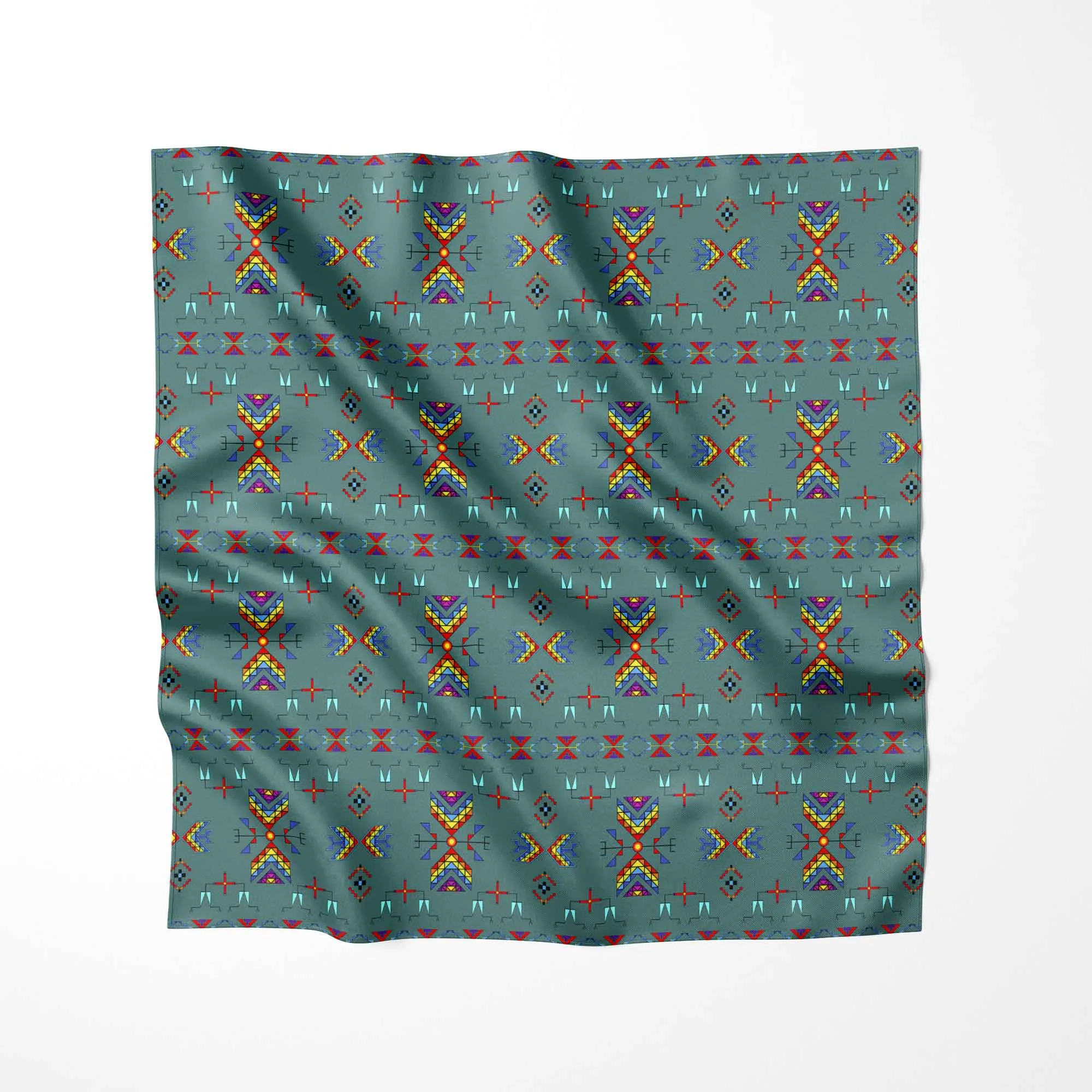 Rainy Chief Rainbow Teal Sky Satin Fabric By the Yard Pre Order