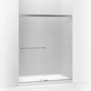 Revel 70" x 59.63" Frosted Glass Sliding Shower Door in Bright Polished Silver