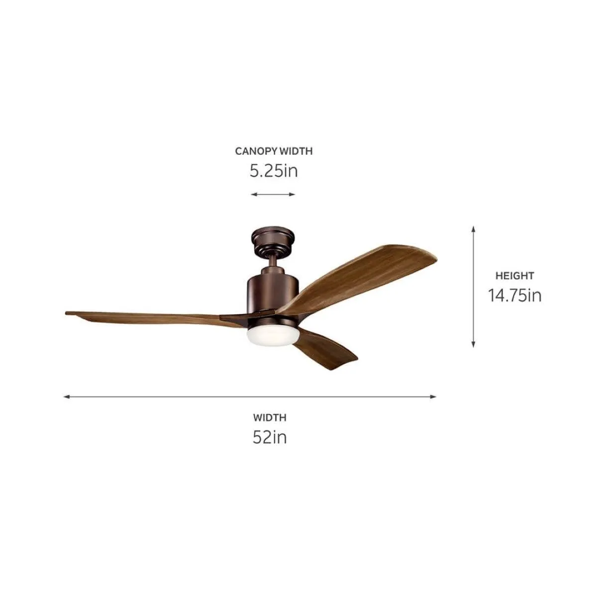 Ridley II 52 Inch Oil Brushed Bronze Indoor LED Ceiling Fan with Wall Control