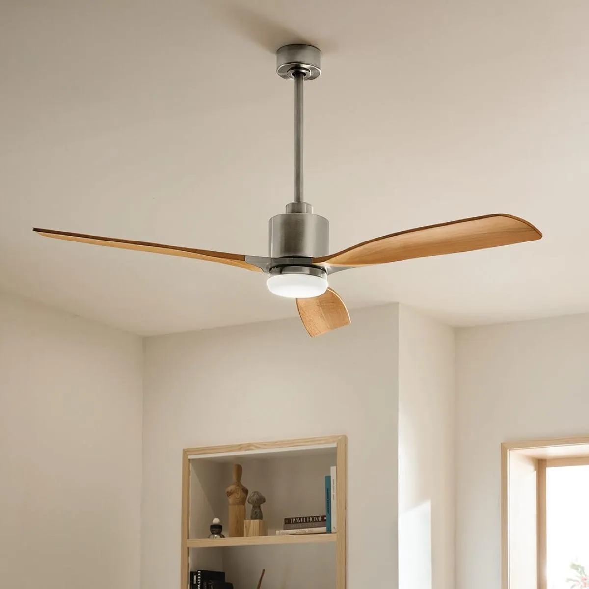Ridley II 60 Inch Brushed Stainless Steel Indoor LED Ceiling Fan with Wall Control