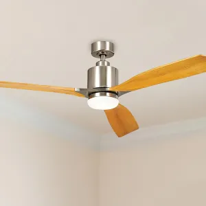 Ridley II 60 Inch Brushed Stainless Steel Indoor LED Ceiling Fan with Wall Control