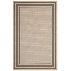 Rim Solid Border Borderline 8x10 Indoor and Outdoor Area Rug  Light and Dark Beige